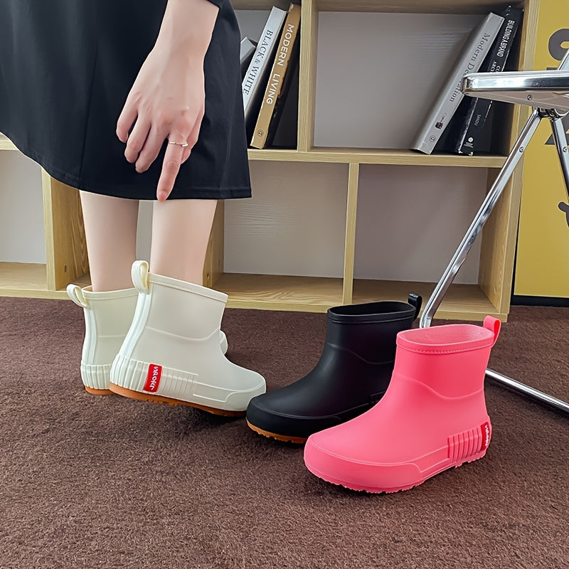 Women's Solid Rain Boots Waterproof Non Slip Short Boots