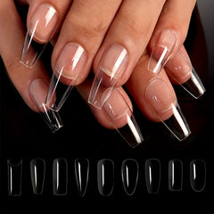 100pcs Clear Acrylic Coffin Nails Full Cover Tips DIY Nail Art Salon Use