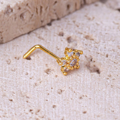 Zircon Flower Nose Stud Copper Piercing