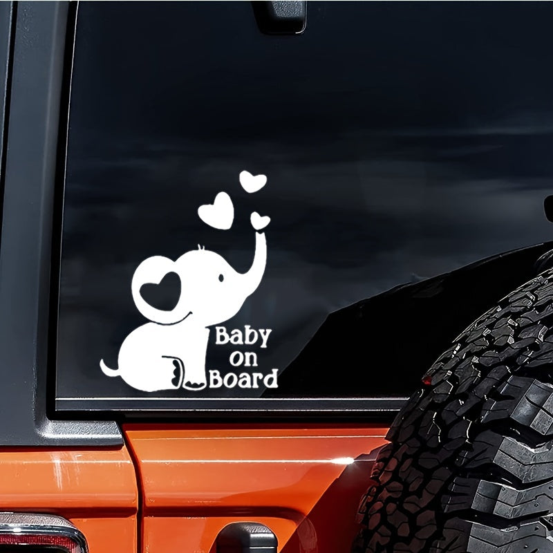 Elephant Baby On Board Car Reflective Sticker Safety Reminder