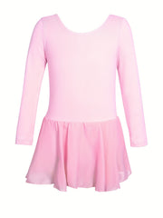 Girls Compression Ballet Suit with Chiffon Skirt