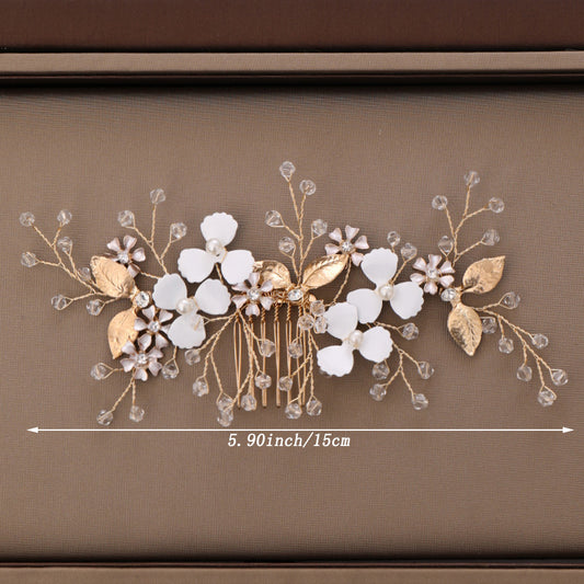 Faux Pearl Flower Hair Comb Bridal Wedding Hair Accessories