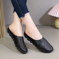 Women's Hollow Out Flat Shoes Slip on Summer Half Slippers