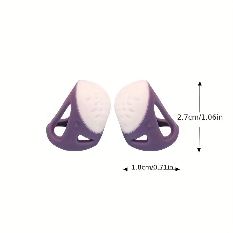 2pcs Ergonomic Sewing Thimble Finger Protector Anti Needle Rubber Finger Cover