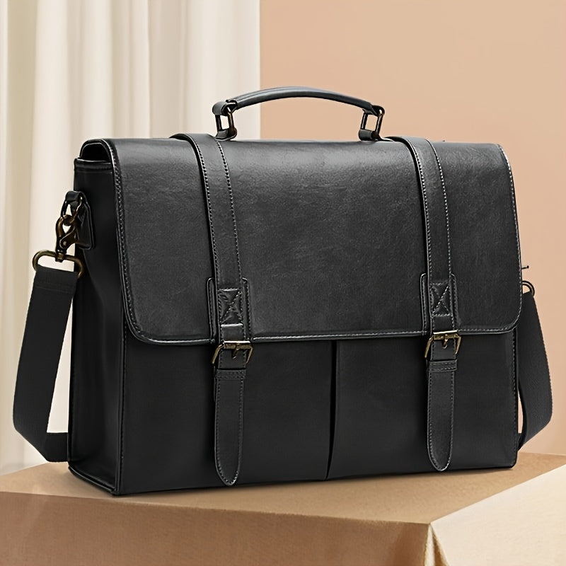 15.6 Inch Laptop Storage Briefcase Waterproof Lightweight PU Leather Tote Bag