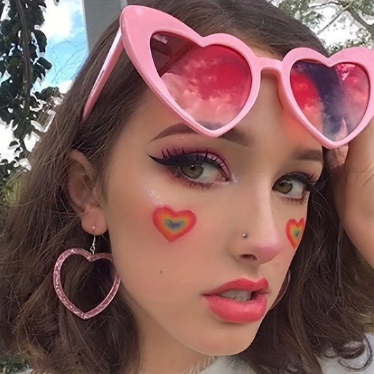 Heart Frame Sunglasses Gradient Lens Glasses Costume Party Beach