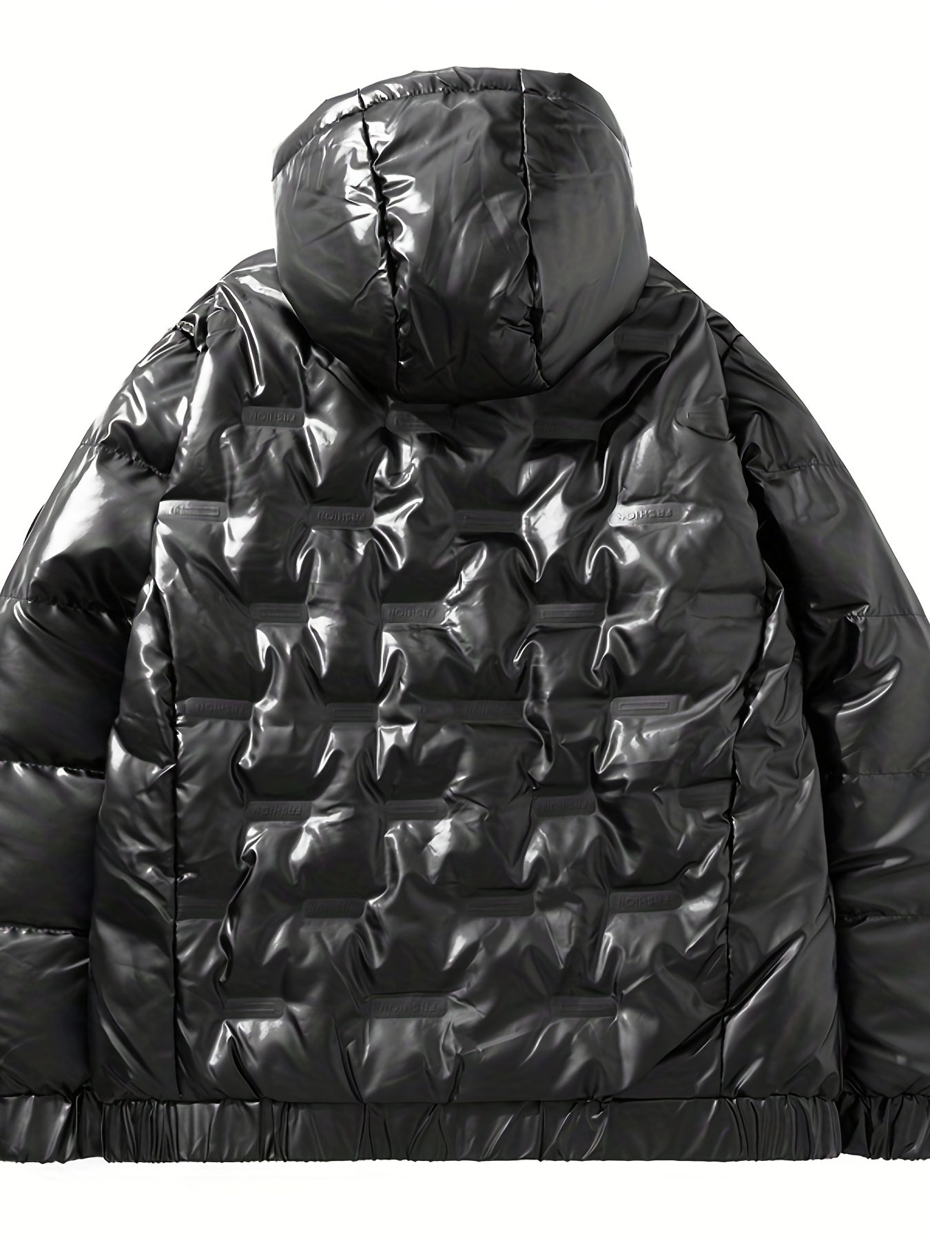 Men's Lightweight Hooded PU Puffer Jacket for Winter