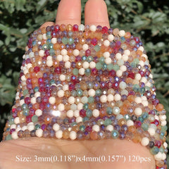 120pcs AB Red Multicolor Crystal Beads Faceted Glass Spacer Beads