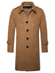 Men's Lapel Long Trench Coat Casual Windproof Jacket