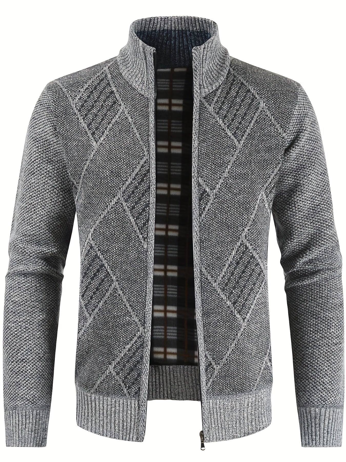Men's Warm Geometric Pattern Cardigan