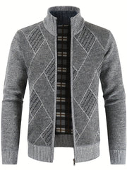 Men's Warm Geometric Pattern Cardigan