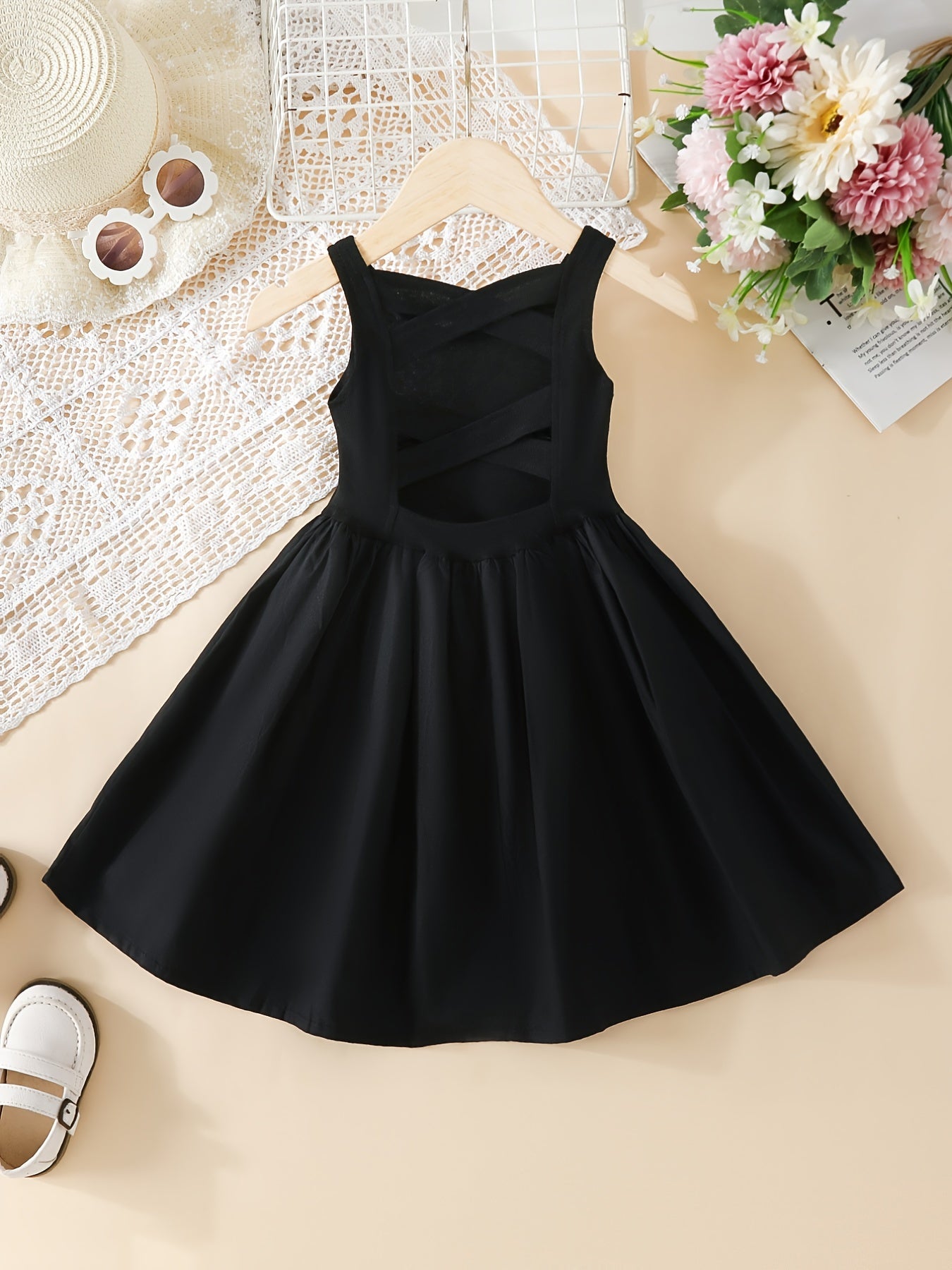 Girls Crisscross Back Vacation Dress