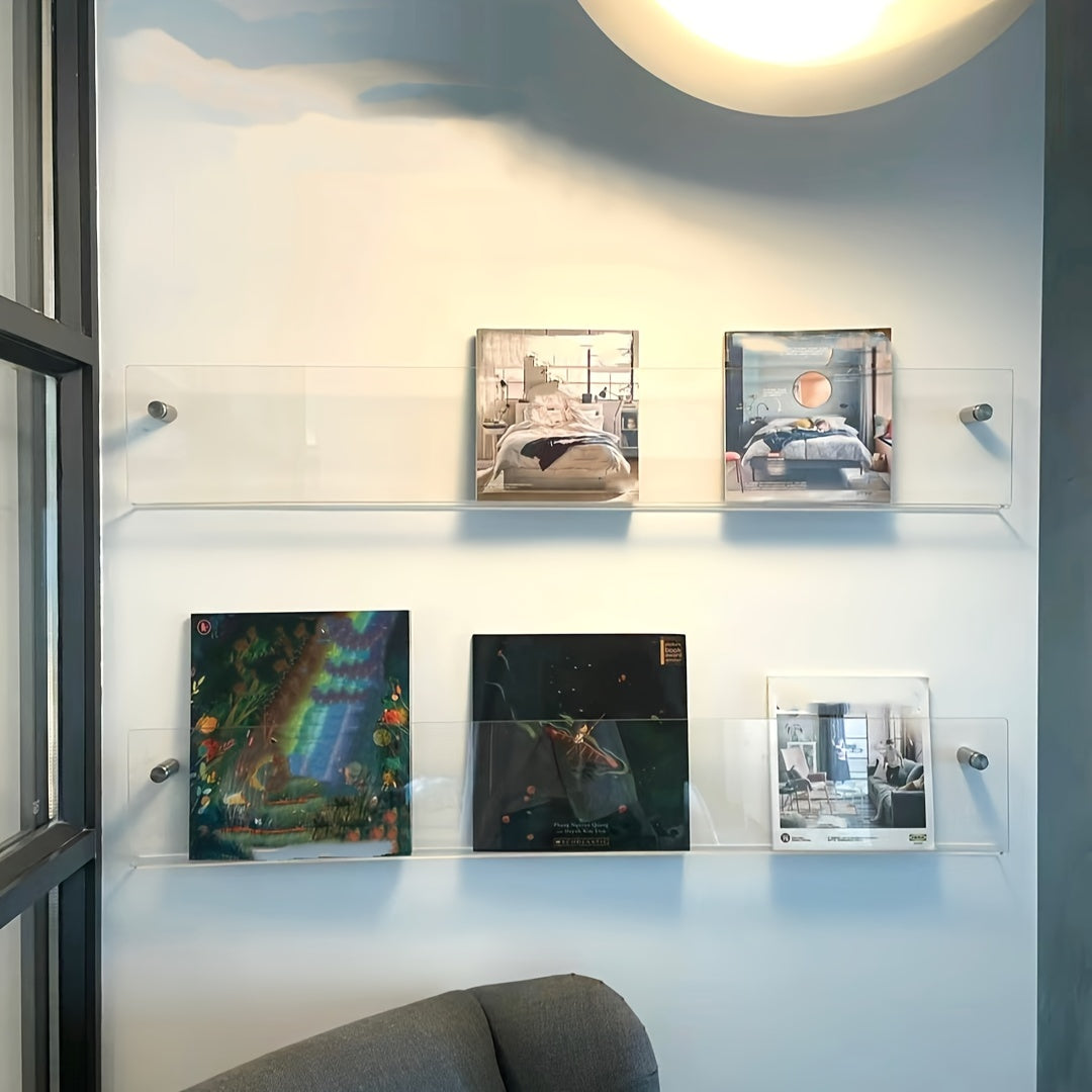 Acrylic Wall Mount Bookshelf Magazine Rack