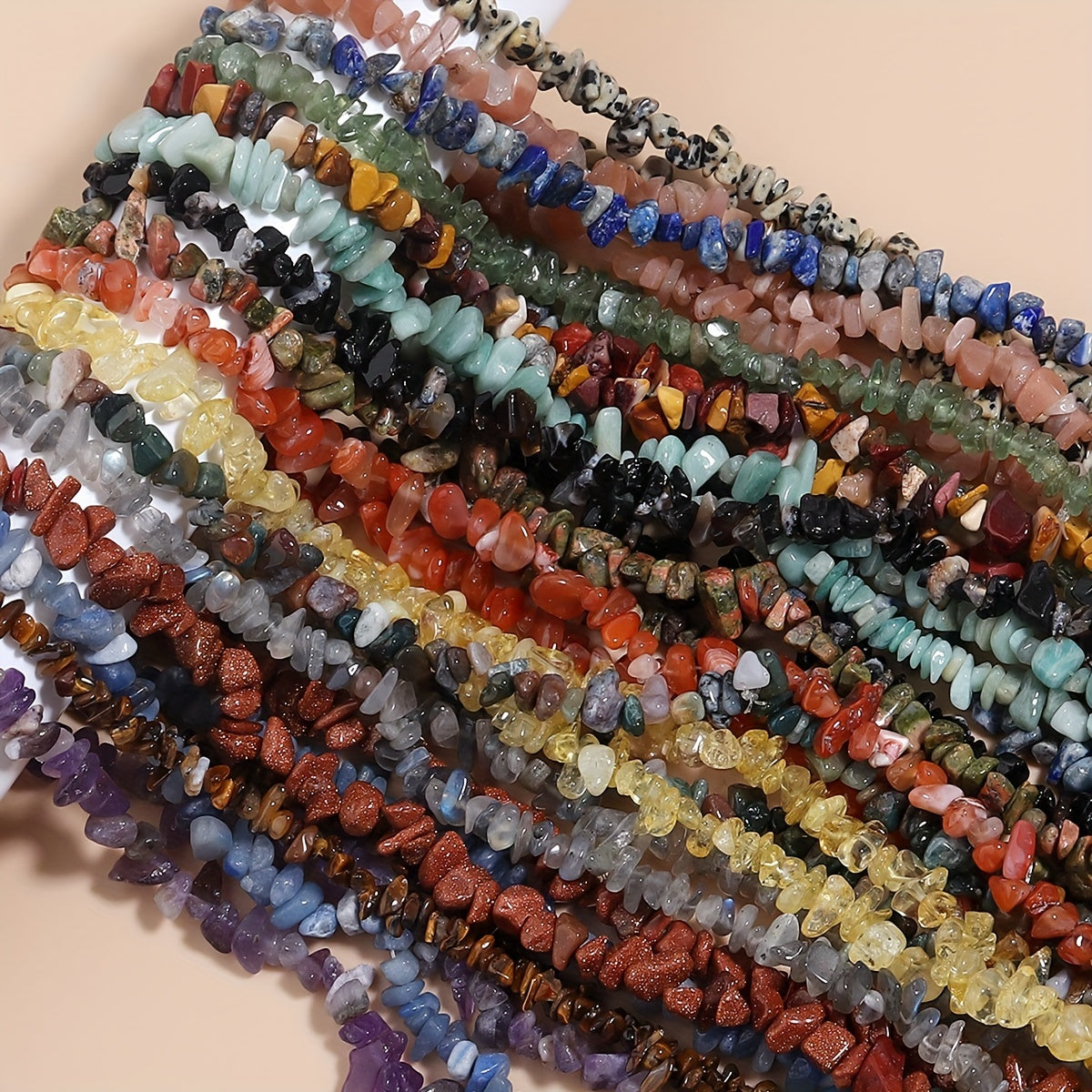 Vintage Boho Stone Beaded Chain Necklace Jewelry