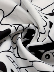  Ghost Print Elastic Drawstring High Rise Trousers