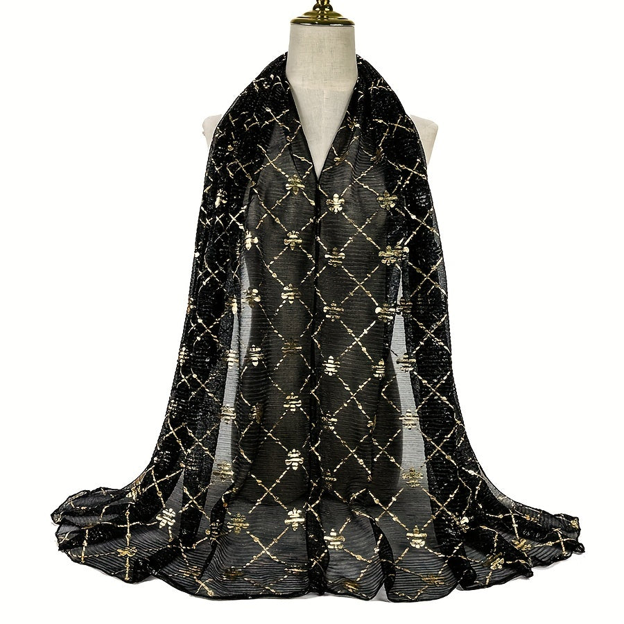 Boho Hot Stamping Hijab Solid Crinkle Scarf Vintage Shawl