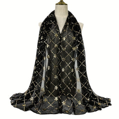 Boho Hot Stamping Hijab Solid Crinkle Scarf Vintage Shawl