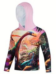 Kids Dinosaur 3D Print Hoodie Unisex Yellow Army Green Tops