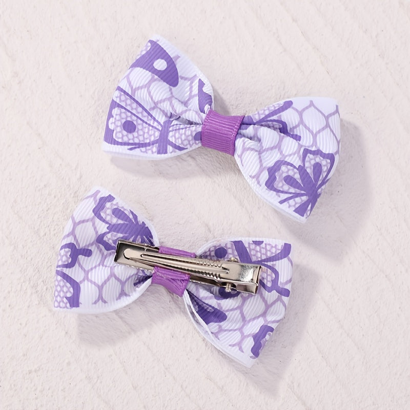 10pcs Unicorn Print Bow Hair Clip Prom Girls Hair Accessories