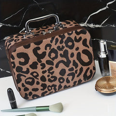 Leopard Print Makeup Train Case Large Capacity Organizer Bag