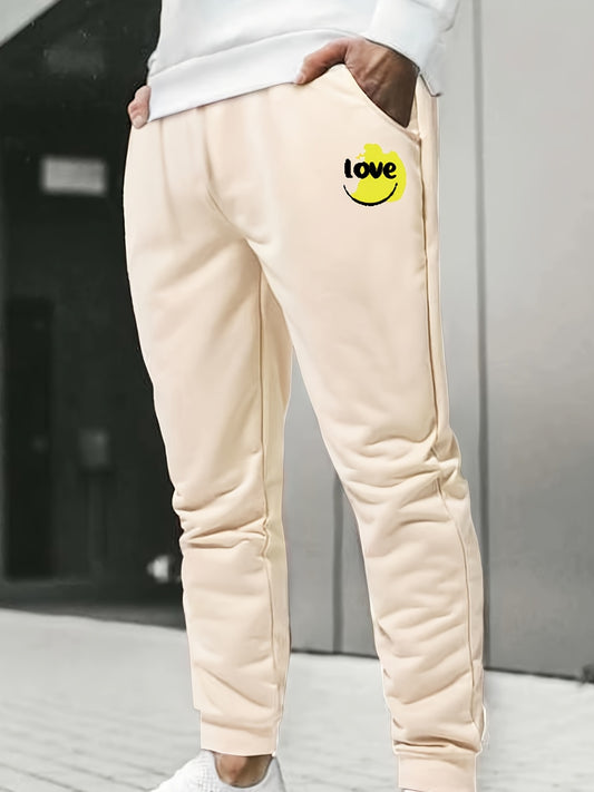 "Love" Smiling Expression Print Men's Drawstring Sweatpants