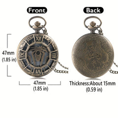 Bronze Spider Pocket Watch Animal Pattern Quartz Thin Chain Gift