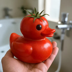 Playful Tomato Duck Figurine Resin Decor