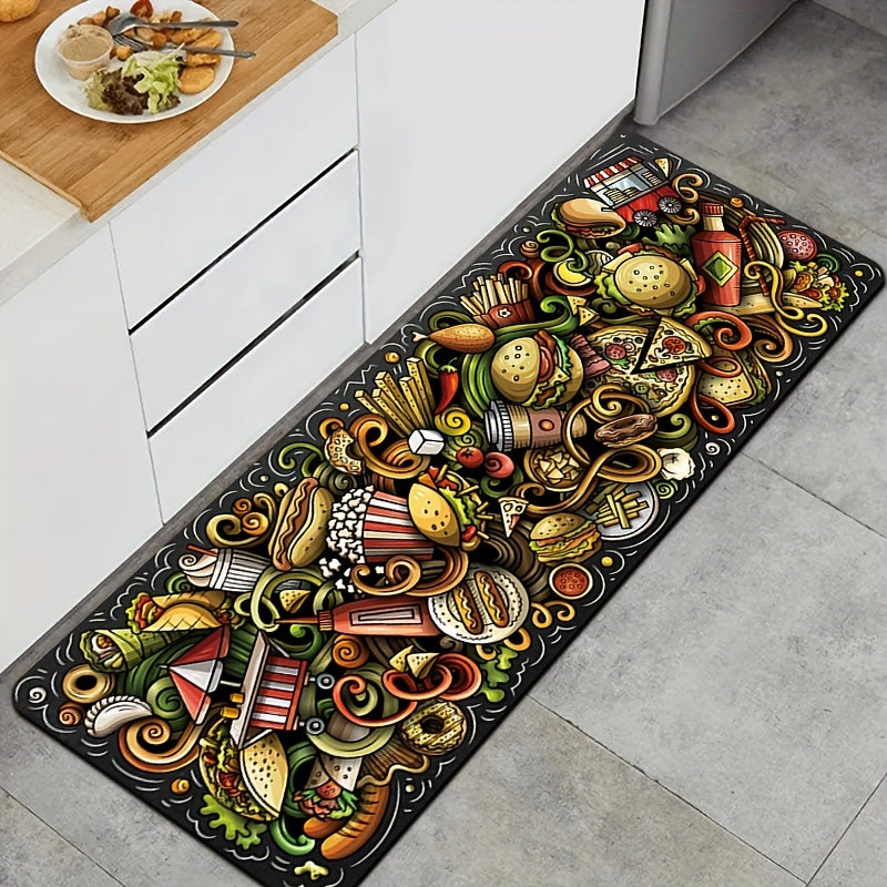 Cartoon Pattern Rug Hand-Painted Stylish Carpet Machine Washable Floor Mat