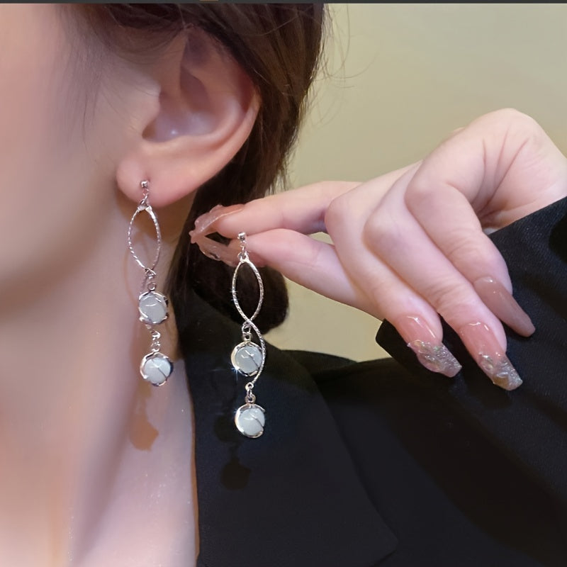 Tassel Opal Earrings Women Girls Party Prom Decor