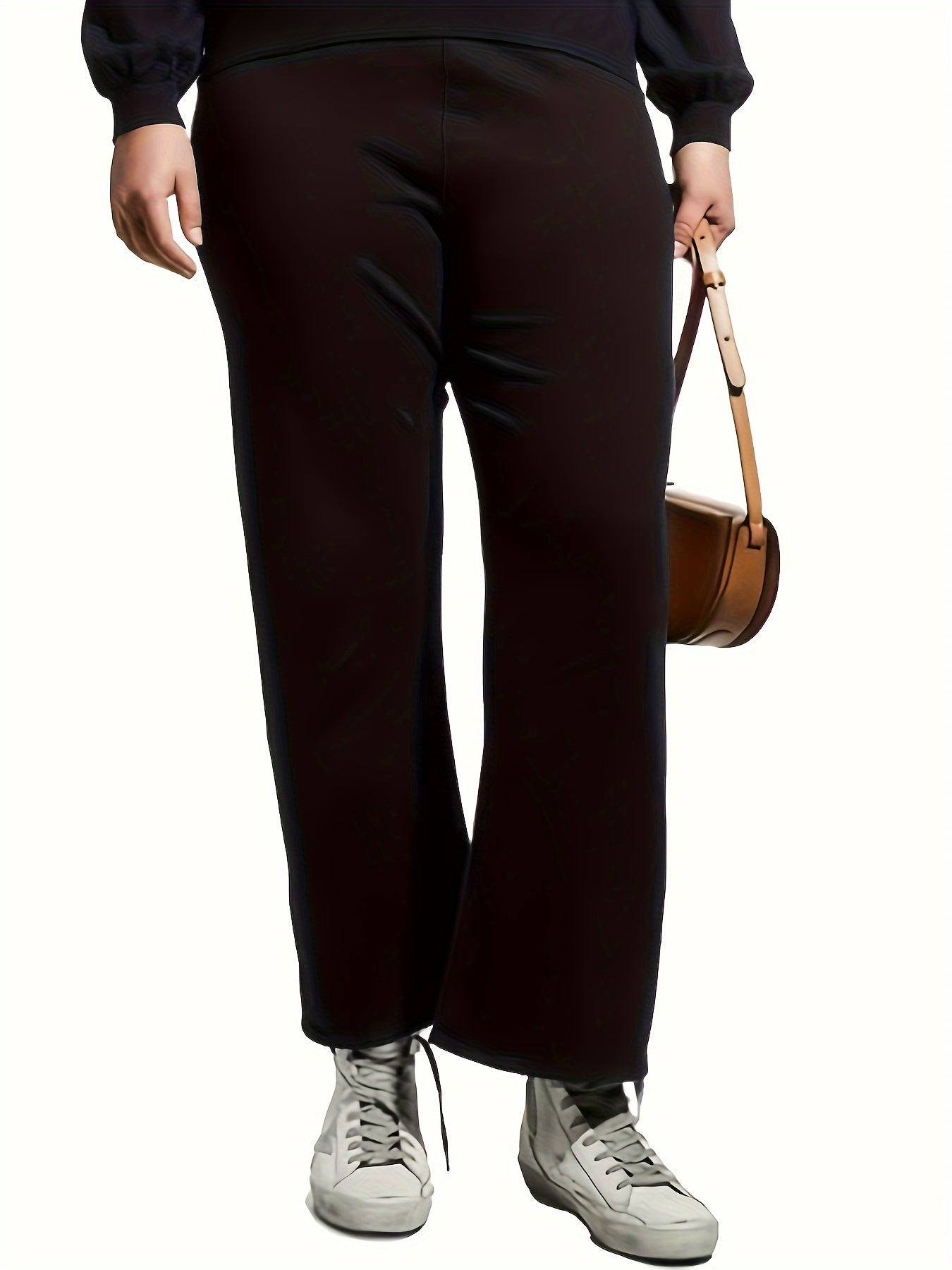  Solid High Rise Stretch Straight Leg Pants