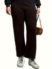  Solid High Rise Stretch Straight Leg Pants
