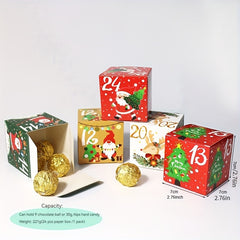 24pcs Paper Number Box Christmas Advent Calendar