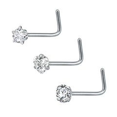 3 Pcs Heart Star Round Zircon Nose Rings Set Stainless Steel Cartilage Stud