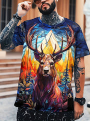 Men's Deer Graphic T-shirt Outdoor 3D Print Tee