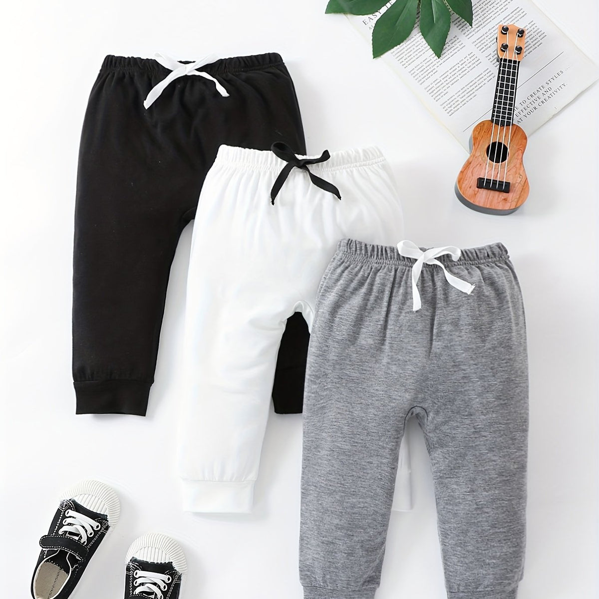 3pcs Baby Boys Casual Elastic Waist Sports Pants for Spring Autumn