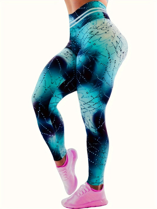 Block Print Fitness Yoga Pants High Stretch Running Workout Sports Leggings