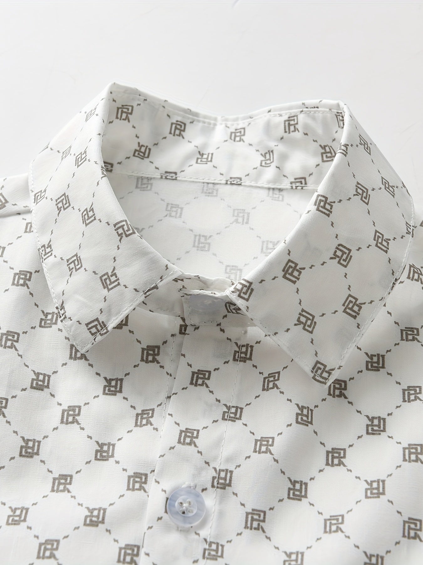 Boys Allover Print Short Sleeves Shirt Preppy Style For Summer Kids Clothes