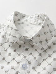 Boys Allover Print Short Sleeves Shirt Preppy Style For Summer Kids Clothes