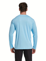 2pcs Men's Solid Crew Neck Long Sleeve Active UPF50 T shirt Tee