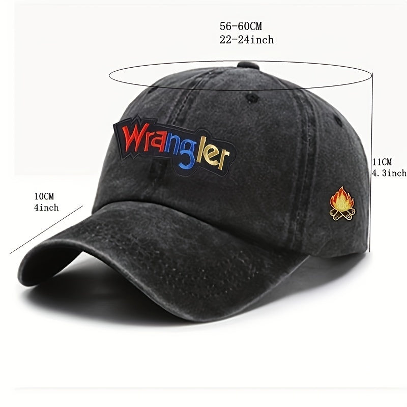 Letter Embroidery Peaked Cap Soft Top Washed Vintage Baseball Cap For Men