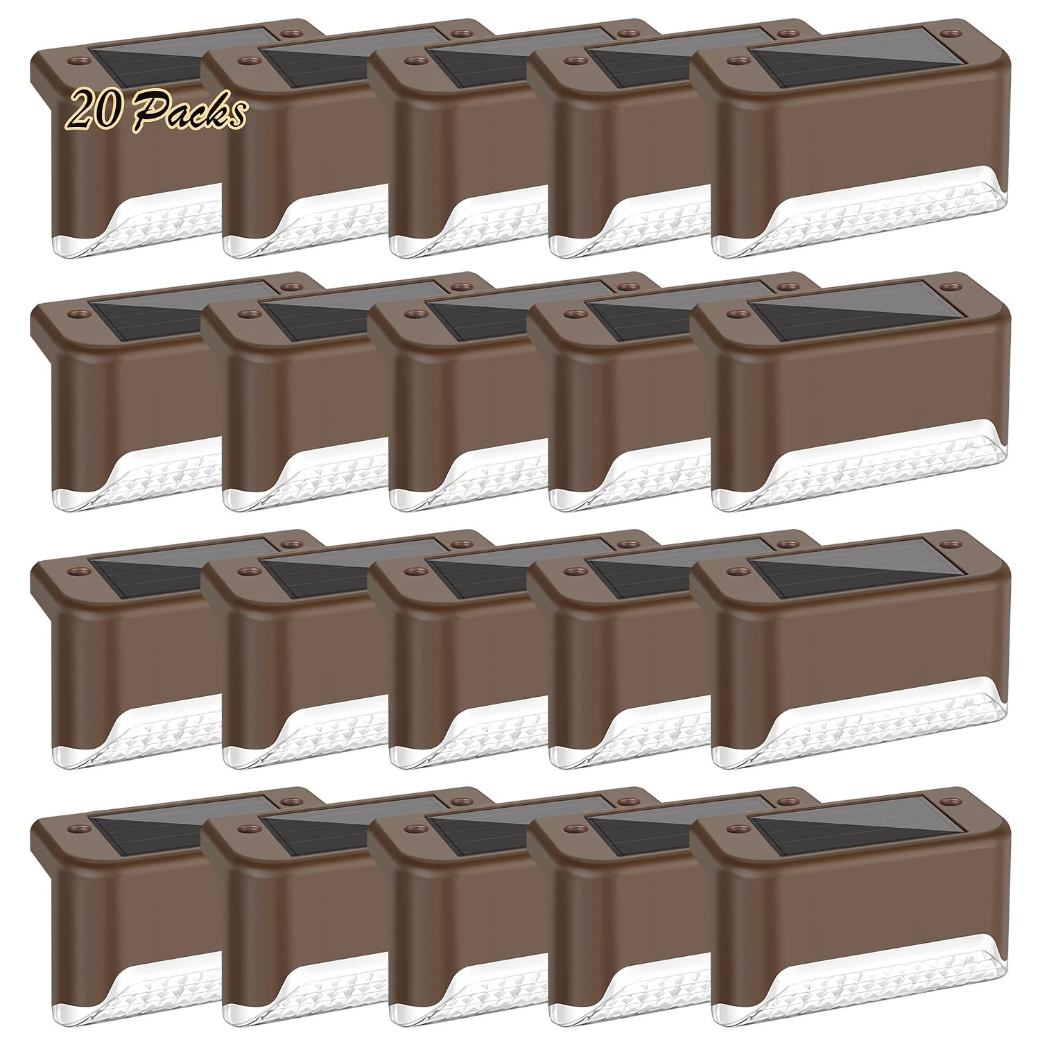 20 Pack Solar Deck Lights Waterproof LED Outdoor Fence Lighting Bronze Finish