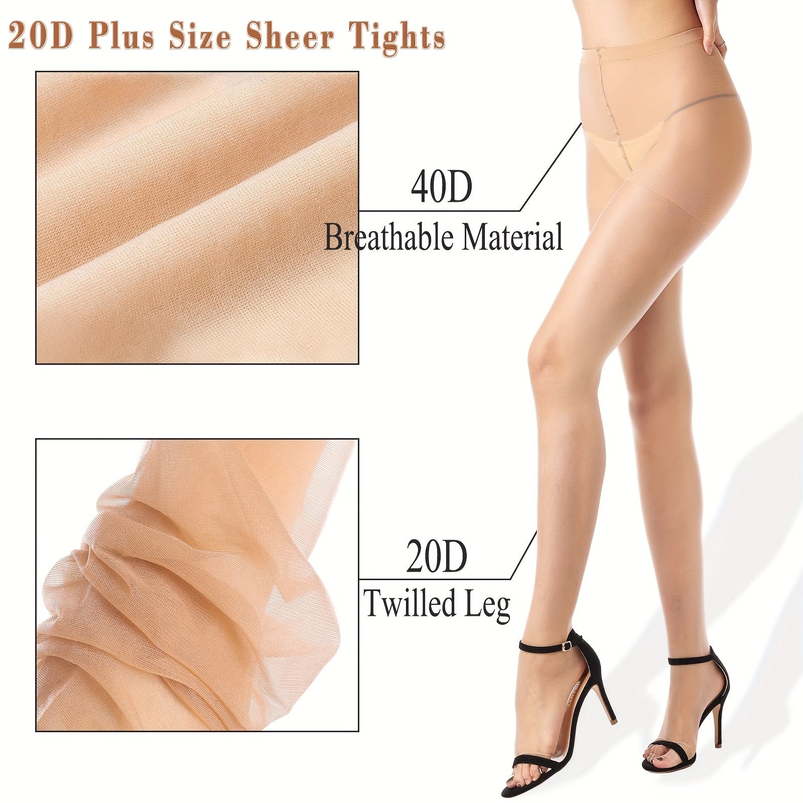 3 Pack Toeless High Waist Slim Pantyhose Elastic Pantyhose