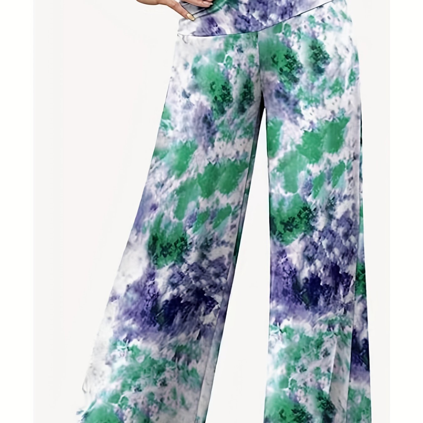 Plus Size Tie Dye Wide Waist Loose Wide Leg Pants