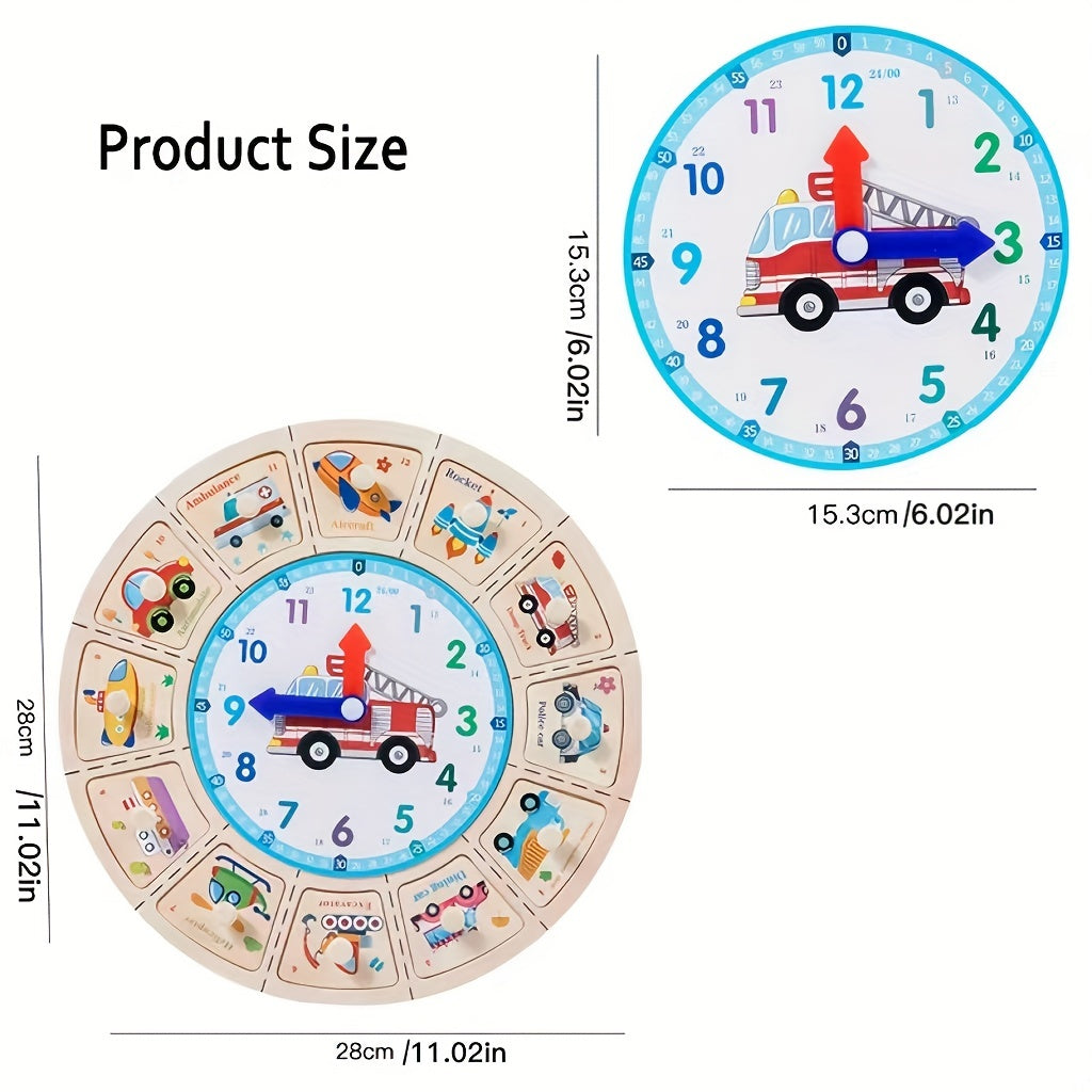 Wooden Teaching Clock with Random Pattern Toys