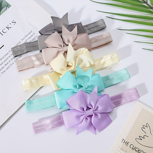 5pcs Bowknot Hairband Soft Nylon Headband for Baby Girls