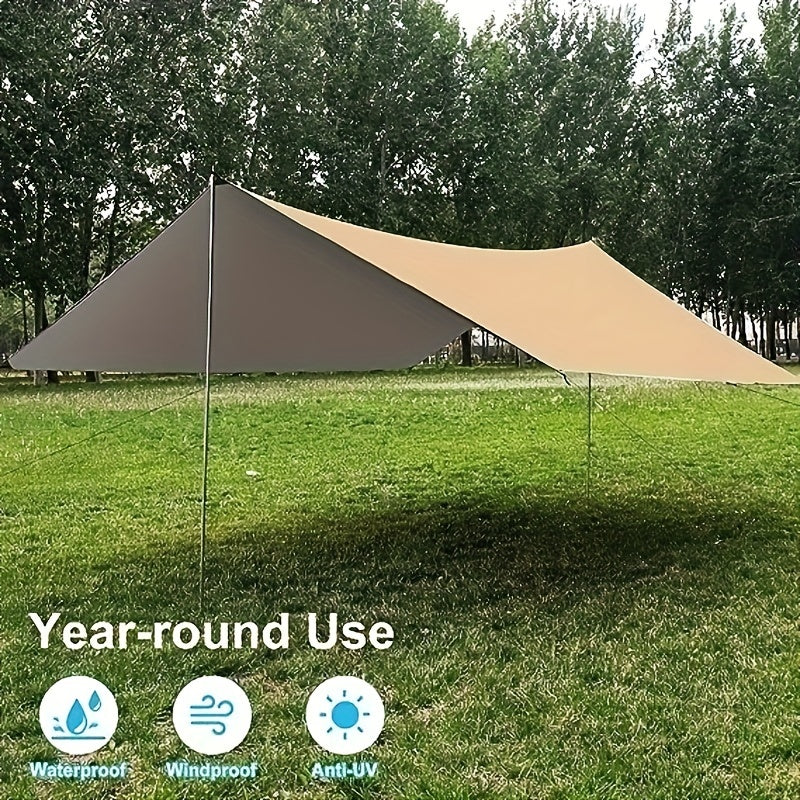 Waterproof Camping Tarp with Pole - Portable Survival Shelter