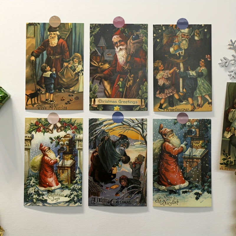 30pcs Santa Gift Card Postcards - Holiday Greetings & Christmas Blessings