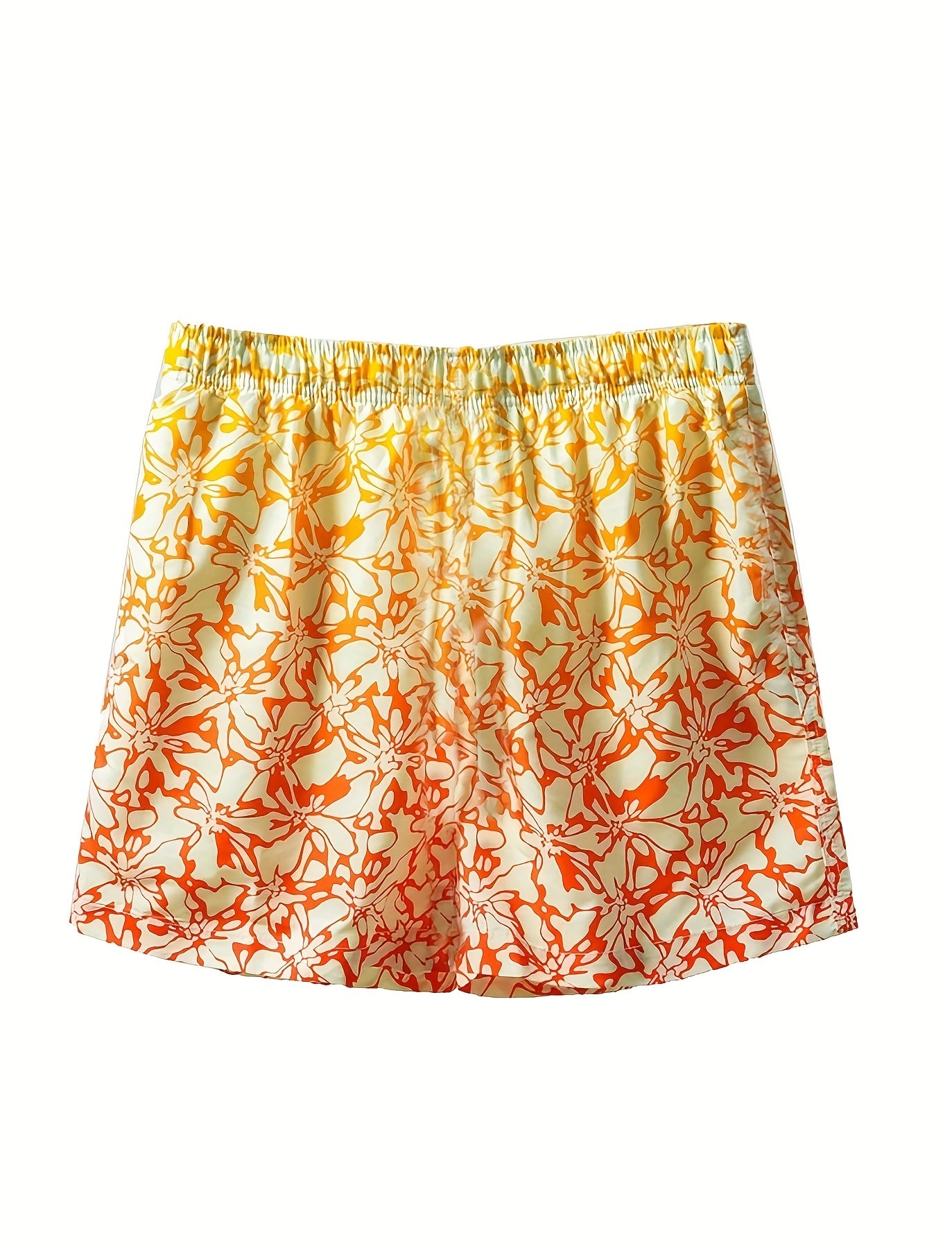 Gradient Flowery Print Shorts Casual Summer Pool Beach Shorts Men's Lounge Short
