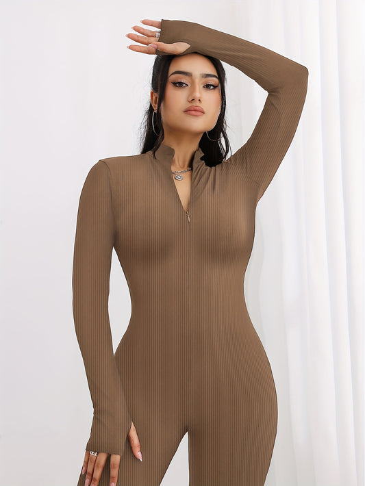 Long Sleeve Zipper Sports Jumpsuit Fitness Yoga Jumpsuit Women's Activewear