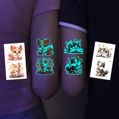 Glow in the Dark Animal Temporary Tattoos - Set of 13 Luminous Party Stickers